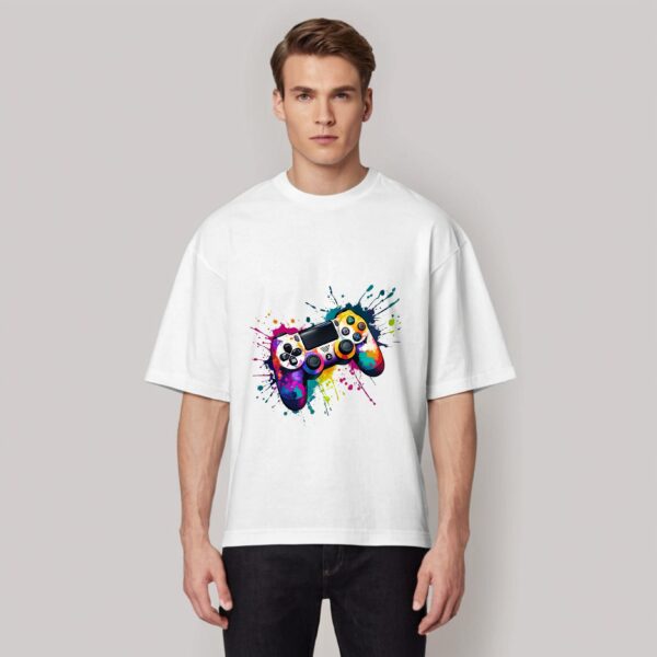 🎮 Color Splash Gamer Tee – White - Image 2