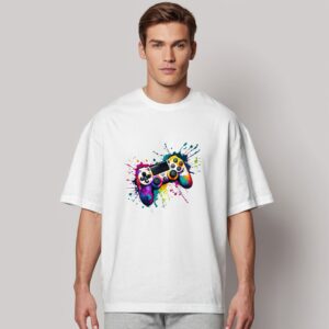 🎮 Color Splash Gamer Tee – White