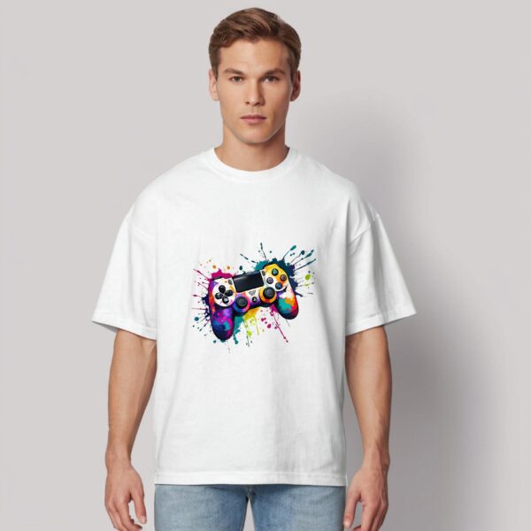 🎮 Color Splash Gamer Tee – White - Image 4