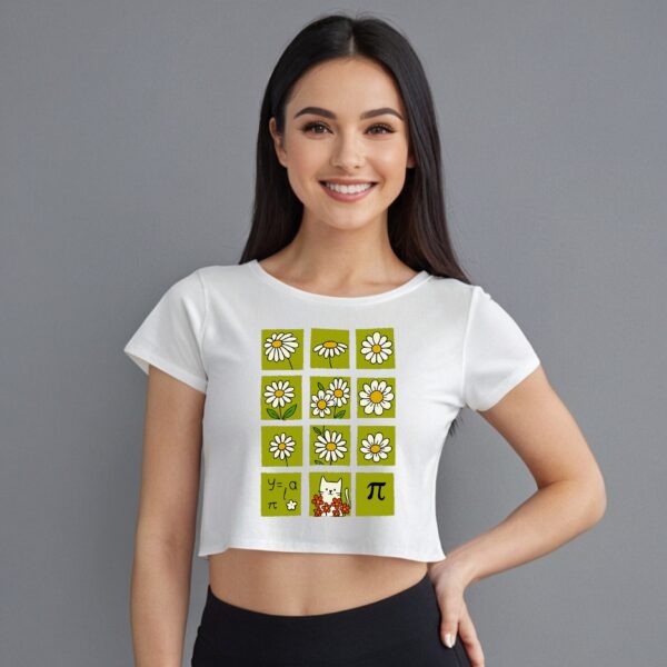 Bloom & Brain Crop Tee – Whimsy in Every Square - Image 3