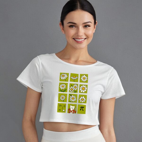 Bloom & Brain Crop Tee – Whimsy in Every Square - Image 2