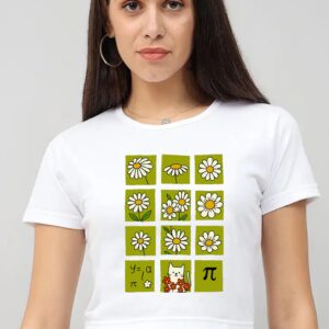 Bloom & Brain Crop Tee – Whimsy in Every Square