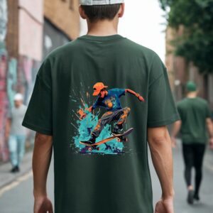 Urban Skater Graphic T-Shirt – Dark Green
