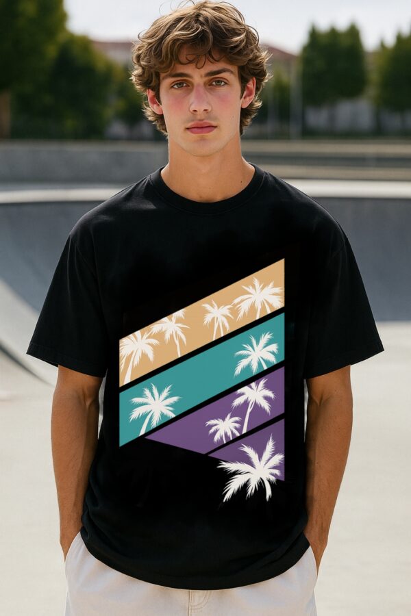 Palm Oasis Oversized Black T-Shirt for Men