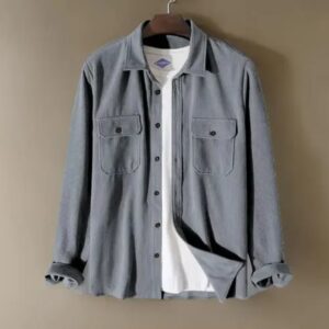Men's Casual Corduroy Button-Down Shirt – Vintage Washed Grey