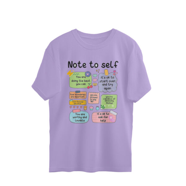 Note to Self" Motivational Graphic T-Shirt for Girls – Lavender Comfort Tee with Positive Quotes - Image 4